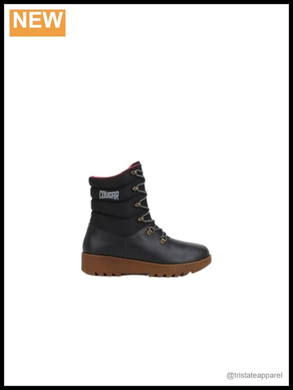 Waterproof Leather Lace-Up Platform Ankle Boot Fleece Lined Memory Foam